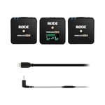 RØDE Wireless GO II Ultra-Compact Dual-Channel Wireless Microphone System + SC15 USB-C to Lighting Cable (300mm - iOS Compatible) for Filmmaking, Interviews and Content Creation