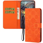 IMEIKONST Compatible with Samsung Galaxy A21S Flip Case, Premium Leather Retro Phone Case Notebook Wallet with Card Holder Magnetic Closure Shockproof Cover for Samsung A21S. Orange XCH