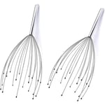 Huvudmassage, 20-fingers handhållen huvudmassageverktyg för djup avslappning, hårstimulering och stresslindring (2-pack, silver)