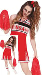 FIESTAS GUIRCA Déguisement Go USA de pom-pom girl zombie pour femme – Uniforme de pom-pom girl de lycée rouge sanglant et blanc – Costumes d'Halloween pour femme et adolescentes de 14 à 16 ans