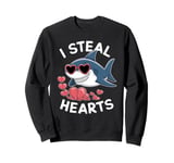 Cool Shark I Steal Hearts Valentines Day Funny Shark Boy Kid Sweatshirt