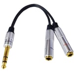 1/4 tum TRS Stereo Splitter Y-kabel 7,9 tum, 1/4 tum 6,35 mm stereo hankontakter till dubbla 1/4 tum 6,35 mm honuttag-