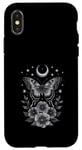 Coque pour iPhone X/XS Goblincore Moth and Butterfly Moon Phases Flowers Cottagecore