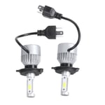 2 X S2 H4 72w 8000lm Led Strålkastare Bil Hi/lo Beam Auto Lampor 6000k Vit Silver  Black