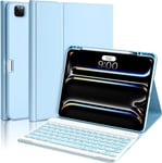 Pour Ipad Pro 13 Inch Case 2024 Pour Étui Clavier Détachable Fr Layout Case Avec Clavier Pour Ipads Pro 12,9 Pouces (5ème, 6ème Geads Pro 12,9 Pouces) & New Air 13 Pouces M4 (Bleu Clair)