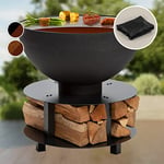 Blumfeldt Brasero Exterieur pour Le Jardin, Brasero Plancha Portable avec Grille de BBQ, Bol en Acier, Brasero Barbecue avec Foyer pour Le Camping, Brûleur à Bois, Ultra Solide, 60 x 56 x 60 cm