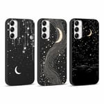 Foonary 3 Pièces Coque pour Samsung Galaxy A14 5G 6,8", Etui Aesthetic Motif Dessin Housse, Ultra Mince Souple Silicone Cover Antichoc Anti-Rayures Bumper Protection Case, Luna Stellare 02