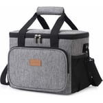 15L (24 Cônette) Sac Isotherme Lunch Bag, Sac-Glacière Cooler Bag Sac de Repas pour Déjeuner/Travail/Ecole/Plage/Pique-Nique (Gris) Fei Yu