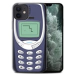 Phone Case for Apple iPhone 12 mini Retro Phones Blue Nokia 3310 Transparent Clear Ultra Soft Flexi Silicone Gel/TPU Bumper Cover