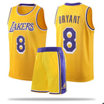 #8 Kobe Bryant Basketbollströja Set Lakers Uniform för Barn och Vuxna - Gul 4XL (180-185CM)