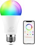 Colour Changing LED Light Bulb E27 RGBW Controlled by APP, Sync to Music, Dimmab