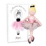 Jolijou - Ma Petite Ballerine - Poupée en Tissu Danseuse - Margot - Boite Cadeau - 35 Cm - Tutu Rose et Noir, Chaussons de Danse, Noeud et Justaucorps - Idée Cadeau de Naissance Fille - JJ6037