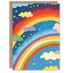 Rainbows Stars Happy Colourful Dreamy Night Good Luck Card