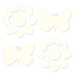 Wallpops Fine Décor Lot de 4 Stickers muraux en Forme de Papillon/Fleur pour Chambre de bébé Blanc Ivoire