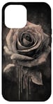 Coque pour iPhone 12 Pro Max Rose Minimalisme Dessin à l'encre Art floral Esthétique