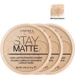 RIMMEL London Stay Matte Pressed Face Powder 14g - 004 Sandstorm *PACK OF 3*