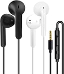 2 Pack Ecouteurs Filaire Écouteurs Intra-Auriculaires Oreillettes Filaires ecouteur Prise Jack avec Micro Casque et ecouteurs Ergonomique Stéréo, Jack 3.5mm Universel pour Samsung Huawei Android MP3