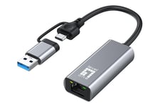 LevelOne - netværksadapter - USB-C 3.2 Gen 1 / USB-A 3.2 Gen 1 - 10M/100M/1G/2,5 Gigabit Ethernet