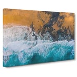 Earth Against The Ocean Modern Art Canvas Wall Art Print Ready to Hang, Framed Picture for Living Room Bedroom Home Office Décor, 20x14 Inch (50x35 cm)