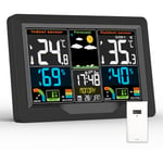 Station Meteo Interieur Exterieur sans Fil avec Capteur Extérieur, Station Météo Écran LCD Couleur Numérique, Thermomètre Hygromètre, PréVision de la