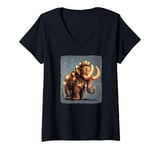 Womens Mammoth with Bright Lights for a Joyful and Happy Costume V-Neck T-Shirt