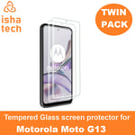 2 Pack CLEAR Tempered Glass Screen Protector Guards For Motorola Moto G13