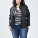 MODAVISTA - blouson droit simili cuir zippé noir femme grande taille