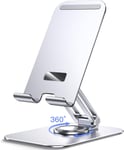 Tablette Support, Support De Bureau Pivotant Réglable Avec Base Rotative À 360 Degrés, Berceau Pliable Pour Ipad 10,2/9,7, Ipad Pro 12,9/11, Ipad Air, Ipad Mini, Kindle/Samsung (Argent)