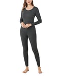 LAPASA Ensemble de sous-Vêtements Thermiques Femme Haut & Bas Maillot de Corps Manches Longues & Pantalon Chaud Automne/Hiver Gris Foncé L