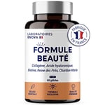 FORMULE BEAUTÉ | Complement Alimentaire Cheveux Peau & Ongles | Collagene Marin, Acide Hyaluronique, Biotine, Zinc, Selenium | 60 Gelules | Fabrique En France