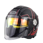 Massage-AED Casque De Motocross Adulte,Casque Moto Modulable Casque Jet Demi Casque pour Scooter Chopper Casque De Moto Double Visière Homme Et Femme Dot/ECE Homologué