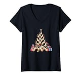 Womens Christmas Tree Siamese Cat V-Neck T-Shirt