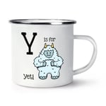 Letter Y Is For Yeti Retro Enamel Mug Cup Alphabet