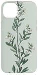 iPhone 14 Plus Leaves Botanical Plant Line Art Sage Green Wildflower Floral Case