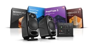 IK Multimedia - Portable Guitar Studio Bundle, Includes a pair of iLoud Micro Monitors, an AXE I/O ONE + downloads of AmpliTube 5 + TONEX + MODO BASS 2 + MODO DRUM 1.5