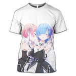 YZJYB Homme T-Shirt Tee Manches Courtes 3D Re Zero Starting Life in Another World Motif Imprimé Soft Été Porté Confortable Respirant Polyester Tops Chemise Otaku Fashion Streetwear,XXXL