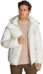 Calvin Klein Men’s Essentials Puffer Jacket with Hood, White (Ivory), M