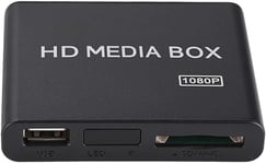 Mini Media Player Box, Lecteur Multimédia Vidéo Full HD 1080P avec Télécommande, Supporte Le Disque Dur Portable USB MMC RMVB MP3 AVI MKV(EU)