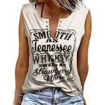 heekpek Women Vest Tops V Neck Casual Summer Tee Tops Sleeveless Cotton Graphic Print Ladies Vests Tank Tops, White, Size XL