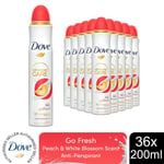 Dove Advanced Care Go Fresh AntiPerspirant Spray Peach & White Blossom, 36x200ml