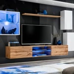 Ensemble Meuble TV "Switch XXIII" 250cm Blanc & Naturel