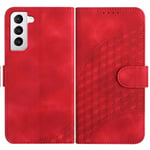 Étui Samsung Galaxy S21 5G (6.3") Housse en cuir antichoc avec fente pour carte de support Rouge