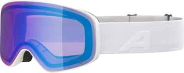 ALPINA LADIS Q Lunettes de ski OTG effet miroir, renforçant le contraste avec protection UV 100% pour adultes, blanc mat, taille unique