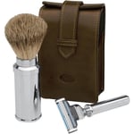 ERBE Shaving Shop Parranajosetit Höyläsetti nahkapussissa, Gillette Mach3 musta 1 Stk. (193,98 € / 1 Kpl)