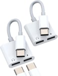 Adaptateur Double Jack Usb C Casque Chargeur (Lot De 2) Prise Écouteur Pour Iphone 16 15 Pro Compatible Avec Samsung S24 Dac Pour Apple Pour Ipad Connecteur Audio Splitter Aux Câbl[CAS310994]