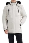 Orolay Manteau D'hiver Décontracté à Capuche pour Homme avec Fausse Fourrure Blanc L