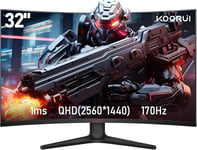 Écran PC Gaming Incurvé 31,5 Pouces, Ultrawide QHD(2560 * 1440), 1500R, UltraLarge, VA, 170Hz, 2xHDMI (170HZ Or 144HZ), DP (170Hz) AdaptiveSync, DCI-P3 90%, VESA 75x75mm, Soins des Yeux.[V253]