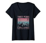 Womens Three Peaks Challenge Retro National 3 Peak Vintage Mountain V-Neck T-Shirt