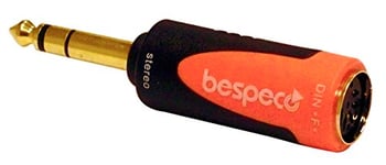 Bespeco SLAD410 Connecteur de DIN 5 pole femelle 6,3 mm stéréo jack Noir