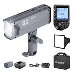 NEEWER Q3 Flash TTL 2,4G 200W(2ème Version),Flash Stroboscopique 1/8000 HSS avec Déclencheur QPRO-N,Compatible avec Nikon,Diffuseur/Batterie 3200mAh/500 Flash À Pleine Puissance/Recyclage 0,01-1,8s